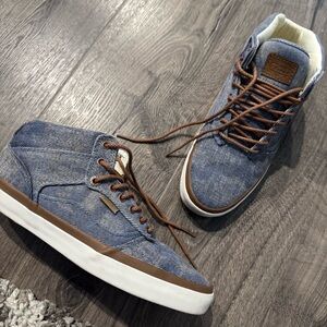 Vans Bedford acid Denim blue tan High-Top Sneakers size 9 men 10.5 women new